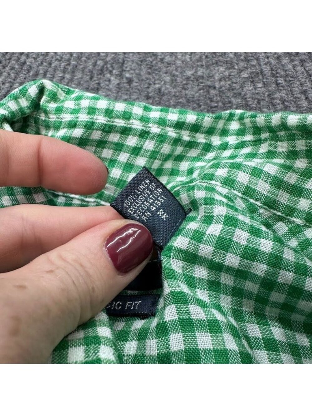 Ralph Lauren 100% Linen Classic Fit SS Button Up Green Gingham Plaid Mens Sz XLT - Picture 4 of 8
